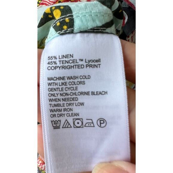 NWT Tommy Bahama Retro Vines Shirt Aqua M Linen TENCEL Hawaiian Island Print - Picture 8 of 8